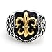 Stainless Steel Tri-Tone Fleur de Lis Biker Ring - Size 11