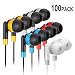 Bulk Earbuds Headphones Wholesale Earphones - Keewonda 100 Pack Disposable Ear Buds Bulk Multi Colored Headphones for School Classroom Students primary