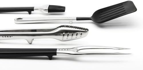 CobbGrill 5-Piece BBQ Utensil Set - Brush, Fork, Spatula, Tong & Bag