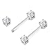 Jstyle 2-4 Pairs 316L Stainless Steel Nipple Rings Barbell Crystal Ball Piercing Nipple CZ Tongue Rings 14G