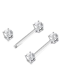 Jstyle - 2   4 pares de piercings para pezón de acero inoxidable 316L, bola de cristal de 0.49 oz
