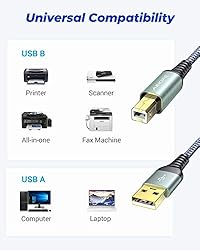 USB Printer Cable 10FT/3Meter USB Printer Cord