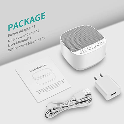 Magicteam Sleep Sound White Noise Machine with 40 Natural Soothing Sounds and Memory Function 32 Levels of Volume Powered by AC or USB and Sleep Timer Sound Therapy for Baby Kids Adults