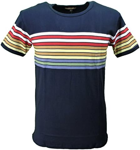 mazeys Mens Retro Rainbow Multi Striped T Shirt …