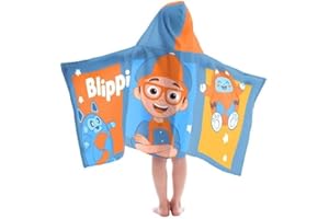 Jay Franco Blippi Bath Pool Beach Hooded Towel - Super Soft & Absorbent Kids Blue Cotton Towel