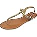 Alpine Swiss Womens Slingback T-Strap Gold Chain Accent Thong Sandals