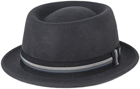 d2d Hats Unisex Plain Waterproof &amp; Crushable Pork Pie Hat With Multi Colored Band - Gray (59/L)