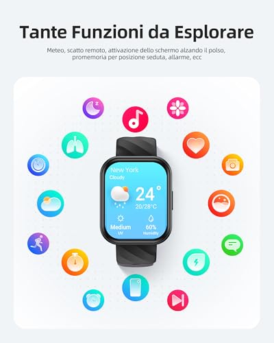 Parsonver Smartwatch for Men and Women with 5ATM Waterproof for Swimming, Fitness Watch with 100+ Sports, Heart Rate, Sleep, Calories, SpO2, Smart Watch for iPhone Android (Black, 1.8 Inches)