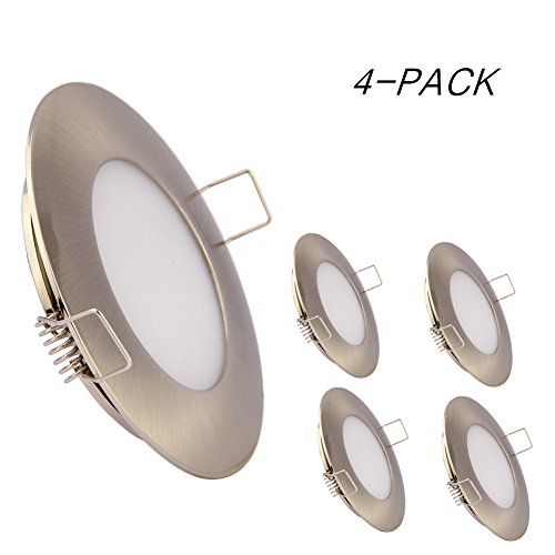 12V LED RV Boat Ceiling Lights Recessed Interior Dome Light Cabinet Roof Cabin Overhead Downlight 3.5W 3inches Brushed Nickel, 4 Pack (Cool White) - Thumbnail 3