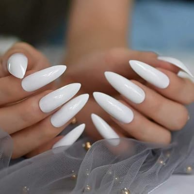 Misud Extra Long False Nails Pure White Glossy Pointed Claw Full Cover Flake Nails Press On Acrylic Nail Tips For Party And Prom Buy Online At Best Price In Uae Amazon Ae