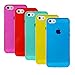 Wisdompro Case for iPhone 5, Bundle of 5 Pack Clear Jelly Colorful Soft TPU Gel Protective Case Cover for iPhone SE 2016, for iPhone 5s, for iPhone 5 (Blue, Aqua Blue, Hot Pink, Yellow, Red)