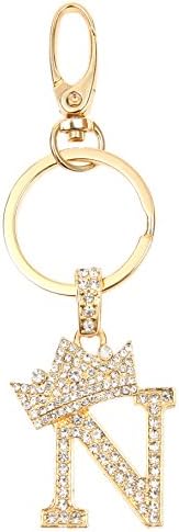 Sometheme SpecialRhinestone Stud Initial Letter Charm Keychain, Key Ring, Bag Charm