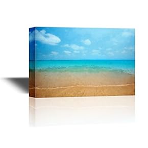 Canvas Wall Art - Abstract Landscape with Sea Waves on The Beach - Gallery Wrap Modern Home Art | Ready to Hang - 12x18 inches