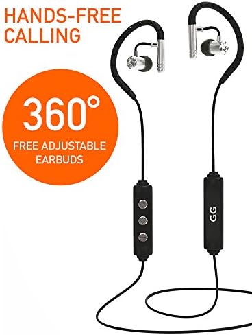 Wireless Bluetooth In-Ear Earphones or Headphones – 360° Adjustable Ear Buds &amp; Comfortable Ear Hooks – High Definition Stereo Sound – APT-X Lossless – Noise-Cancelling – Easy Controls