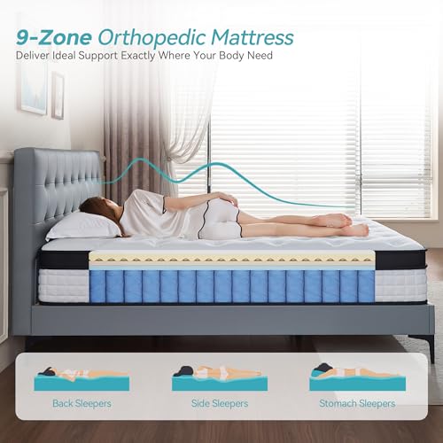 Doublelife Single Mattress 3FT, 11 Inch Gel Memory Foam 9 Zone Orthopedic Mattress, Breathable Foam with Individually Pocket Spring, Motion Isolation, Edge Support(90x190x28cm)