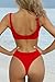 QINSEN Hipsters Sexy Scoop Neck Cropped Top Bandage 2PCS Swimsuit Bikini Sets Red L