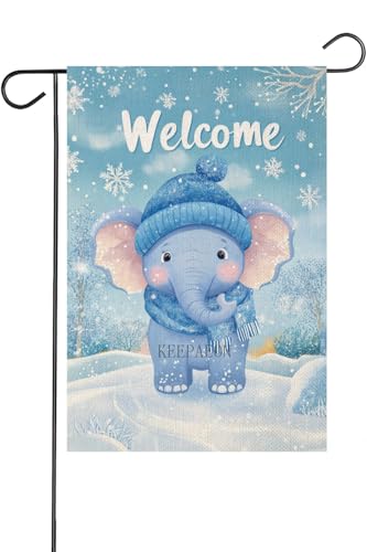 KEEPAEON Winter Elephant Garden Flag, Funny Yard Flag Scarf Yard… at Amazon