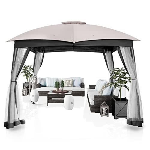 FAB BASED 10x12 Gazebo for Patio, Double Vent Canopy Gazebo with