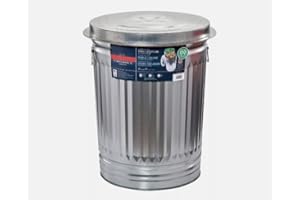 TNLOJI 31-Gallon Steel Trash Can - Metal Garbage Bin with Lid - Outdoor/Indoor Use - Quiet Close Swing Top