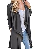Tankoo Women's Solid Lightweight Knitted Open Front Long Trench Coat Cardigan