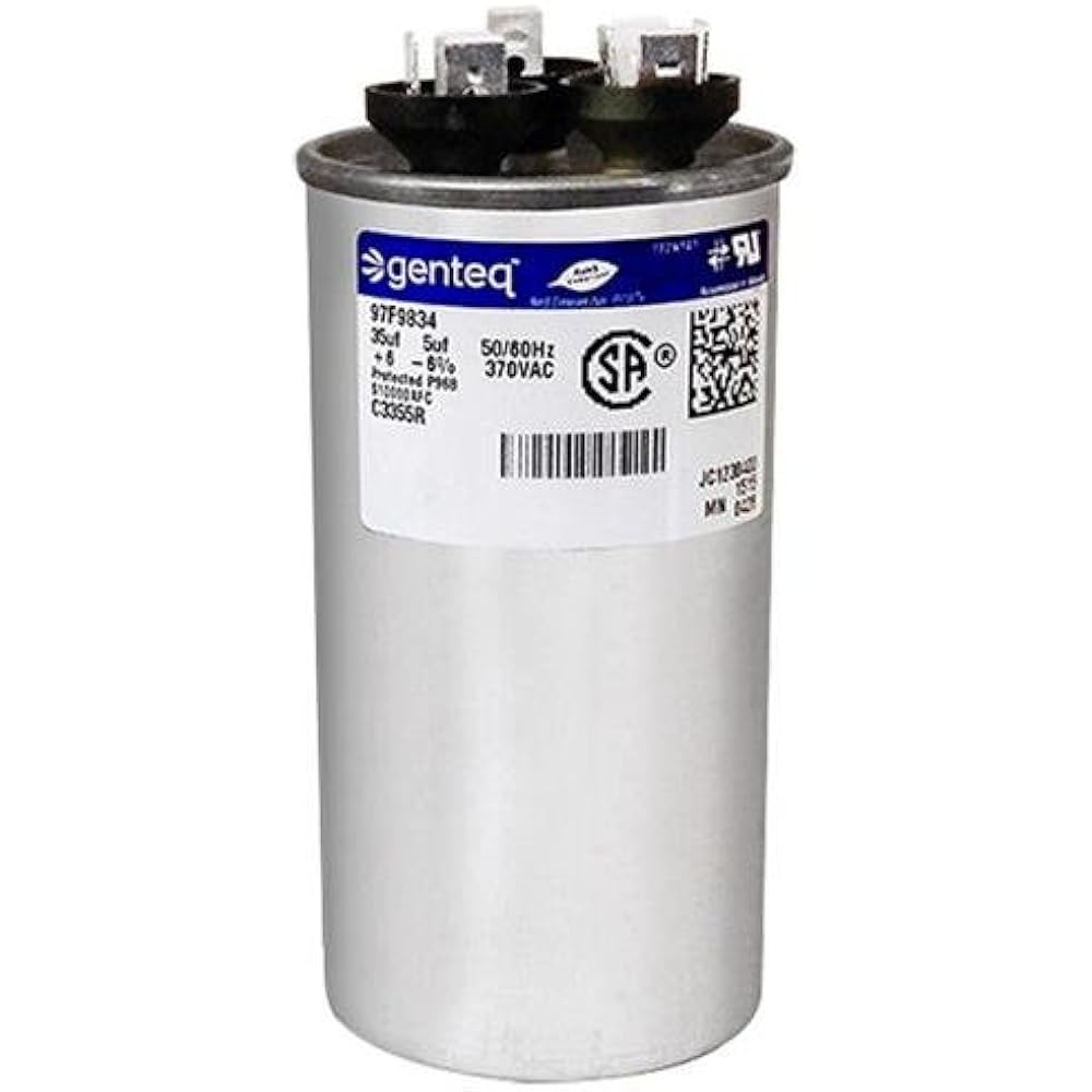 Genteq Capacitor Dual Run Round 35uF 5uf MFD micro Farad 370 Volt VAC