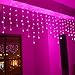 Lainin 3.5M/11ft 96 LED Linkable Fairy Curtain String Light with 8 Modes Memory Functional Controller for Indoor/Outdoor/Patio/Wedding/Christmas Party Holiday Decoration (Pink)