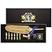 Baroque Royal Calligraphy Feather Quill Pen and Ink Set for Beginners (11-Piece Set) | Antique Dip Pen, 7 Gold Nibs, 25ml Ink, Pen Rest and Luxury Gift Box | Best Hand Lettering Gift for Men and Women