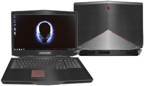 Decalrus - Alienware 18 (Released 2013) with 18" screen BLACK &amp; TITANIUM Texture Brushed Aluminum skin skins decal for case cover wrap BA13Alien18BlackTitanium