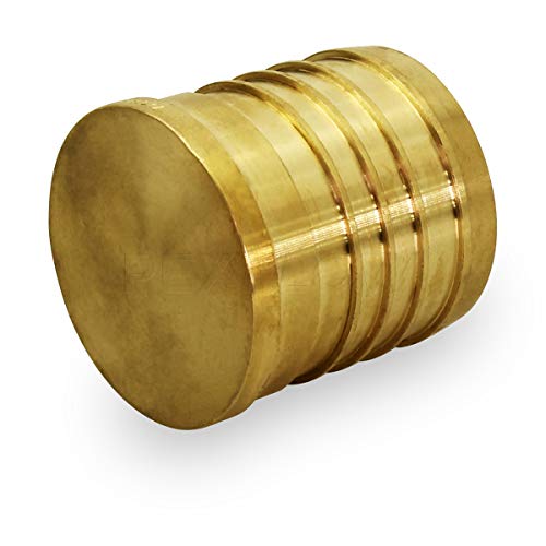 Pexflow EPPL0034-5 PEX Barb Plug End Cap Pipe Fitting, 3/4", Brass - Thumbnail 2