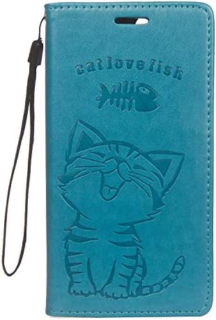 Folio Case for HUAWEI P Smart, FBNK Leather Flip Notebook Wallet Cover Automatic Suction Cat Fish Kickstand Card Holder ID Slot Cash Pocket TPU Bumper Protective Skin Case