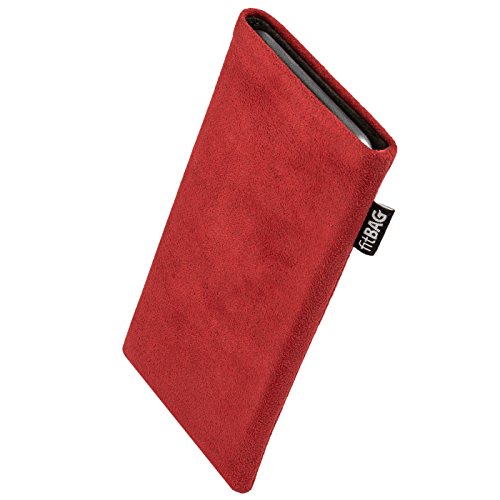 fitBAG Classic Red Custom Tailored Sleeve for HTC Desire Eye. Genuine Alcantara Pouch with Integrated Microfibre Lining for Display Cleaning