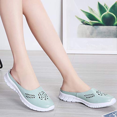 SSYongxia❤ Women's Walking Casual Slip-on Shoes - Classic Comfort Clogs Slingback Mary Jane Flats Green - Thumbnail 3