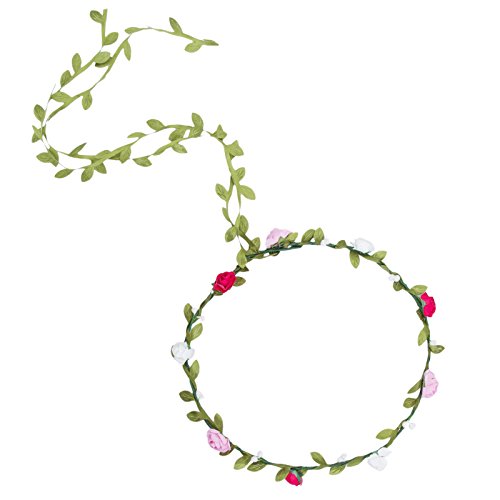 Bohemia Flower Crown Floral Headpiece - AWAYTR 5 PC Multicolor Women Girl Flower Headband Bridal Headdress Wedding Hair Accessories (Mix-color)