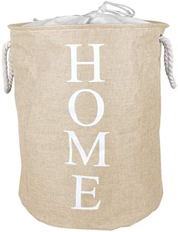 HOMIZE Multipurpose Foldable Drawstring Closure, Laundry Bag Hamper Basket with Rope Handle, 54 LTR, (Home-Cream)