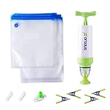 Sous Vide Bags Kit for Anova Cookers - 20 Reusable Food Vacuum Sealed Bags, 1 Hand Pump, 2 Bag Sealing Clips and 4 Sous Vide Clips,Easy to Use, Practical for Long-time Sous Vide Cooking & Food Storage