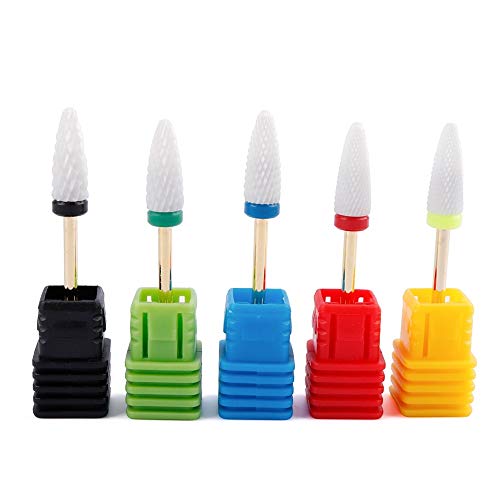 Pretty Shine - 5pcs Ceramic Nail Drill Bit Set of Milling Cutters for Manicure Pedicure Electric Nail Drill Accessoires Removing Gel Varnish