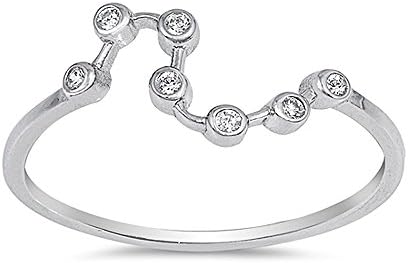 Sterling Silver Constellation Clear CZ Ring - Size 9
