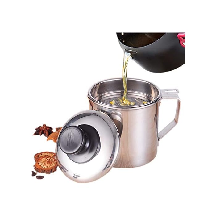 Buy Cooking Oil Fat Separator Bacon Grease Container Can With Fat Strainer 1.2 Quart Or 5 Cups