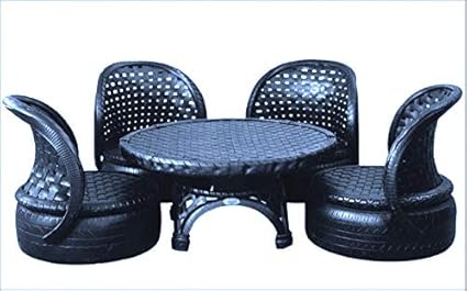 DeDzines Handcrafted Unique Outdoor Modern Furniture Set (Matte, Black) for Home Decor/Office/Garden/Corporates/Restaurant/Hotels