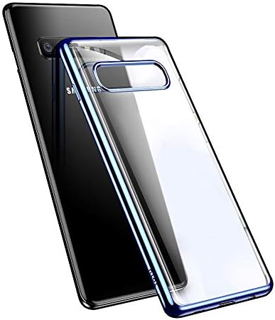 Camsols Authentic Totu Soft Jane Series Crystal Clear Slim Soft TPU with Gliter Edges Case Cover for Samsung S10/ S10 Plus (Blue, Samsung S10 Plus)