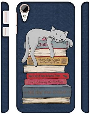 NattyCase Cat Sleeping On The Books Design 3D Printed Hard Back Case Cover for HTC Desire 828 Dual