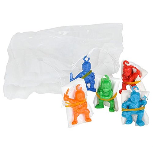 ~ 12 ~ Ninja Warrior Paratroopers Parachutists ~ Apprrox. 1.3 Inch ~ Assorted Colors and Poses ~ New