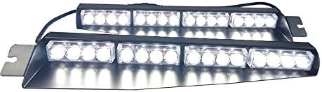 32LED 32W LED Lightbar Visor Light Windshield Emergency Hazard Warning Strobe Beacon Split Mount Deck Dash Lamp(White)