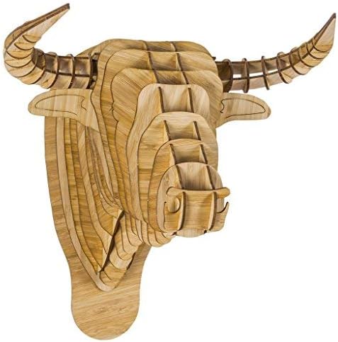 Cardboard Safari Bamboo Plywood Animal Taxidermy Bull Trophy Head, Toro X-Large