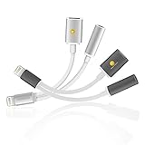 iPhone 7 Lightning to 3.5mm Adapter, (2 Pack) Lightning to 3.5mm Headphone Jack Audio Adapter + Lightning Charging Port for iPhone 7 / 7 Plus (Black Silver)