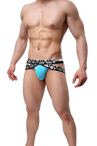 Dominik Cotton Jock Straps Underwear, Mens, Black, White, Red, Green & Blue Colors (M, Turquoise Blue) - Thumbnail 3