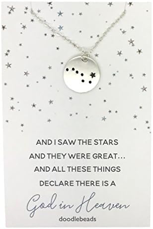 Doodle Beads Constellation Pendant Necklace Silver with 16" -18" adjustable Chain.