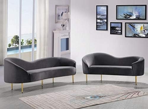 Grey Velvet Contemporary Sofa Loveseat Set 2pcs Soflex Furniture Ritz 659 Amazon Ca Home Kitchen