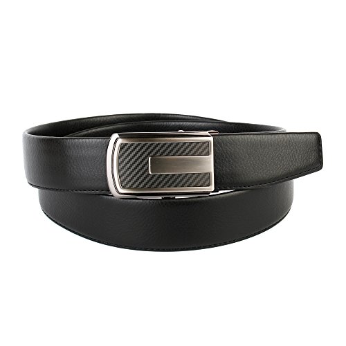 Anthoni Crown Leather Men`s Belt Black Carbon 36"-48" with Black Metallic Automatic Buckle/3ct10 (44)