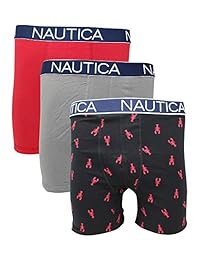 Náutica Calzoncillos tipo bóxer de algodón elástico para hombre, paquete de 3